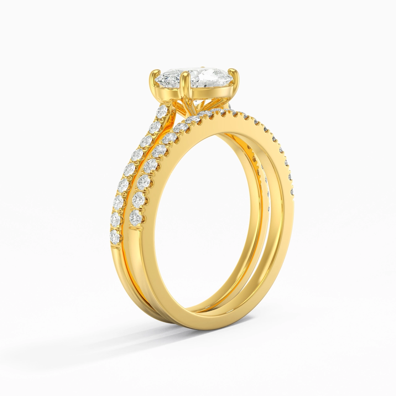Argent sterling 925 Est Ouest Tige Droite Ensemble nuptial