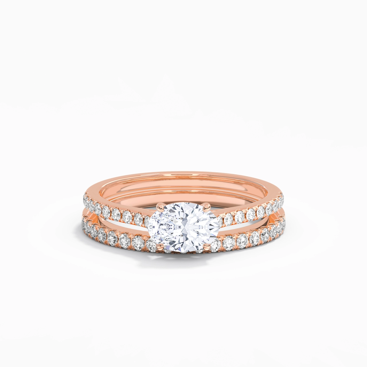 Argent sterling 925 Est Ouest Tige Droite Ensemble nuptial