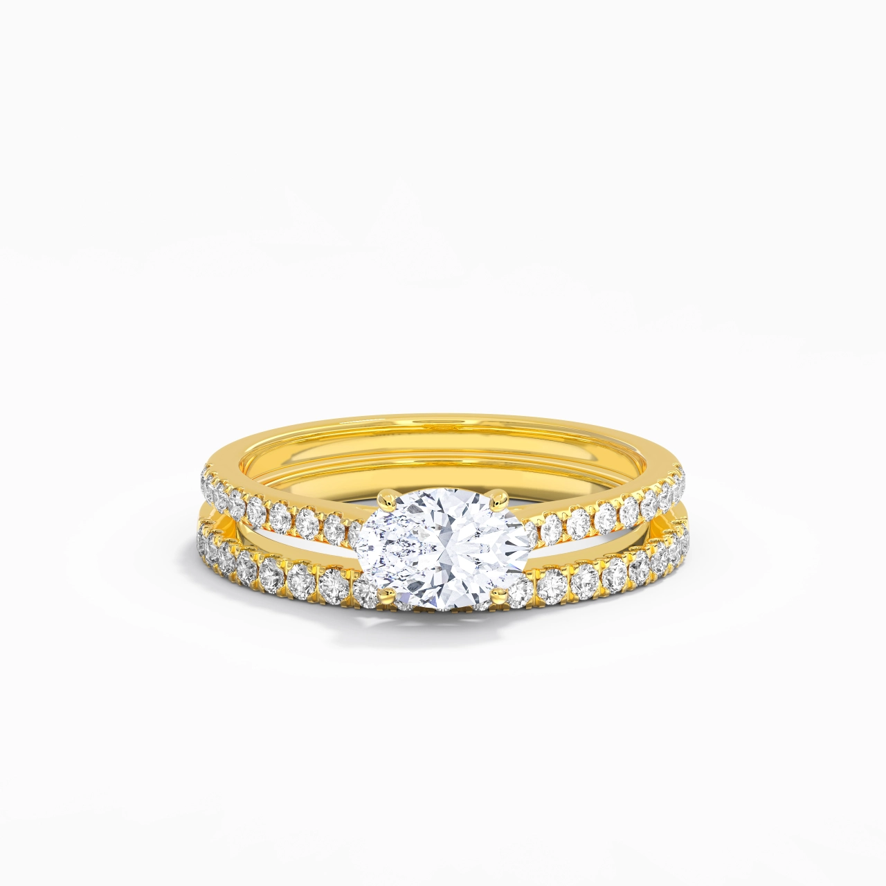 Argent sterling 925 Est Ouest Tige Droite Ensemble nuptial