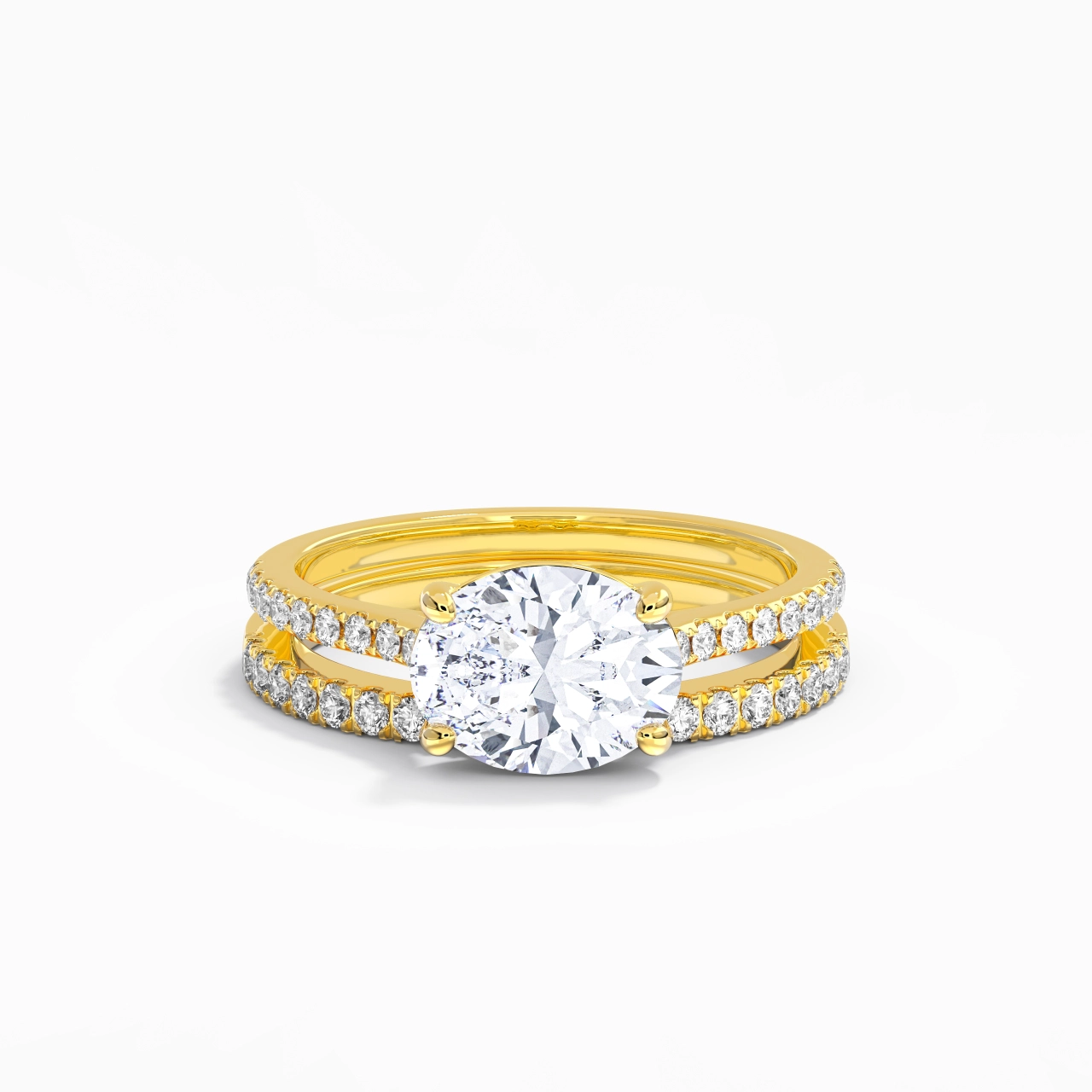 Argent sterling 925 Est Ouest Tige Droite Ensemble nuptial