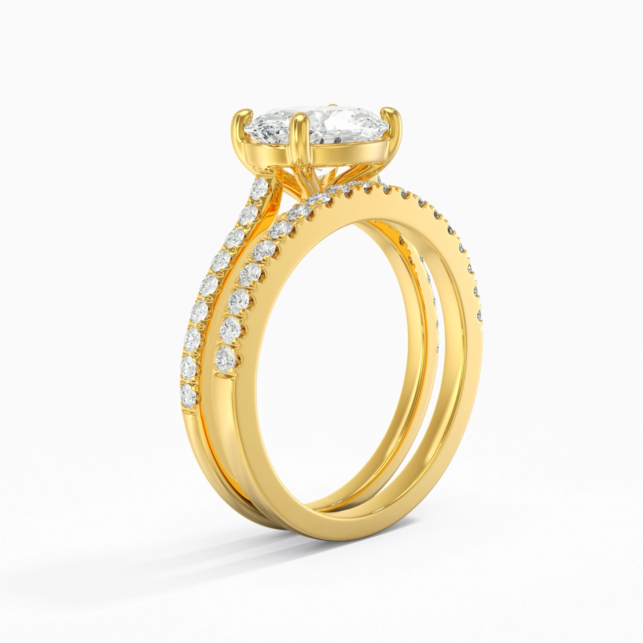Argent sterling 925 Est Ouest Tige Droite Ensemble nuptial