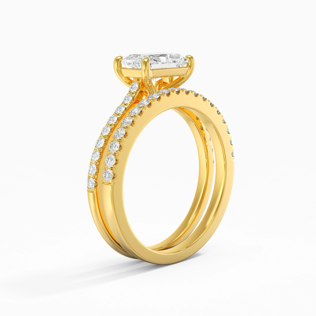 Argent sterling 925 Est Ouest Tige Droite Ensemble nuptial