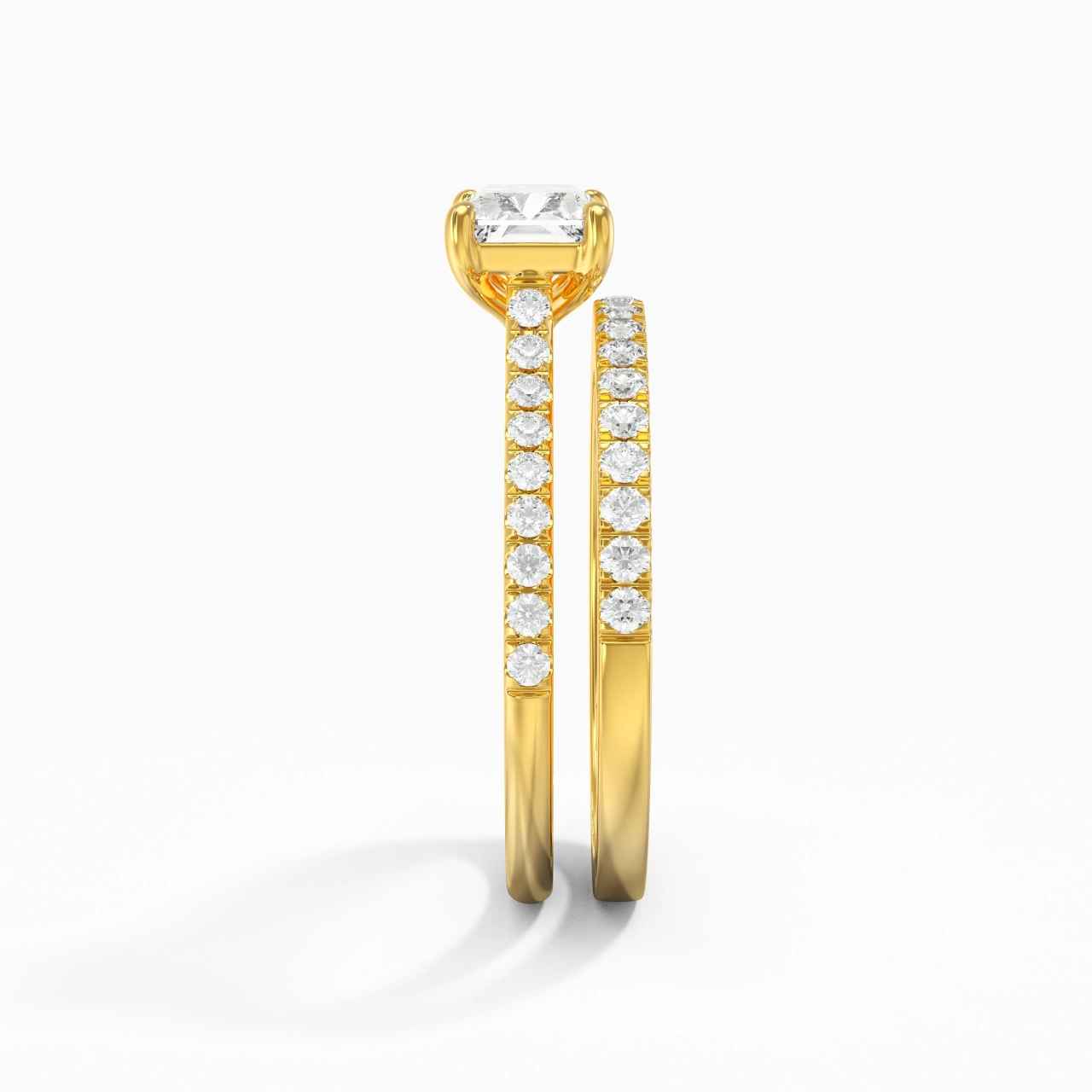 Argent sterling 925 Est Ouest Tige Droite Ensemble nuptial