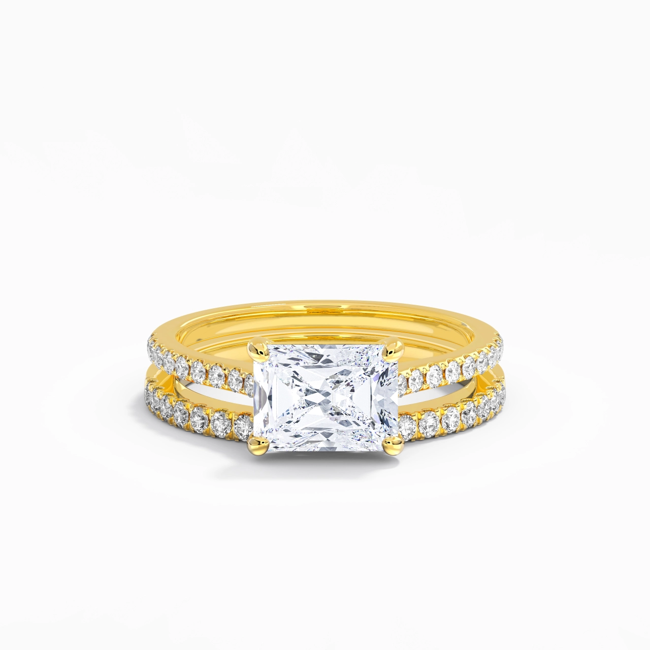 Argent sterling 925 Est Ouest Tige Droite Ensemble nuptial
