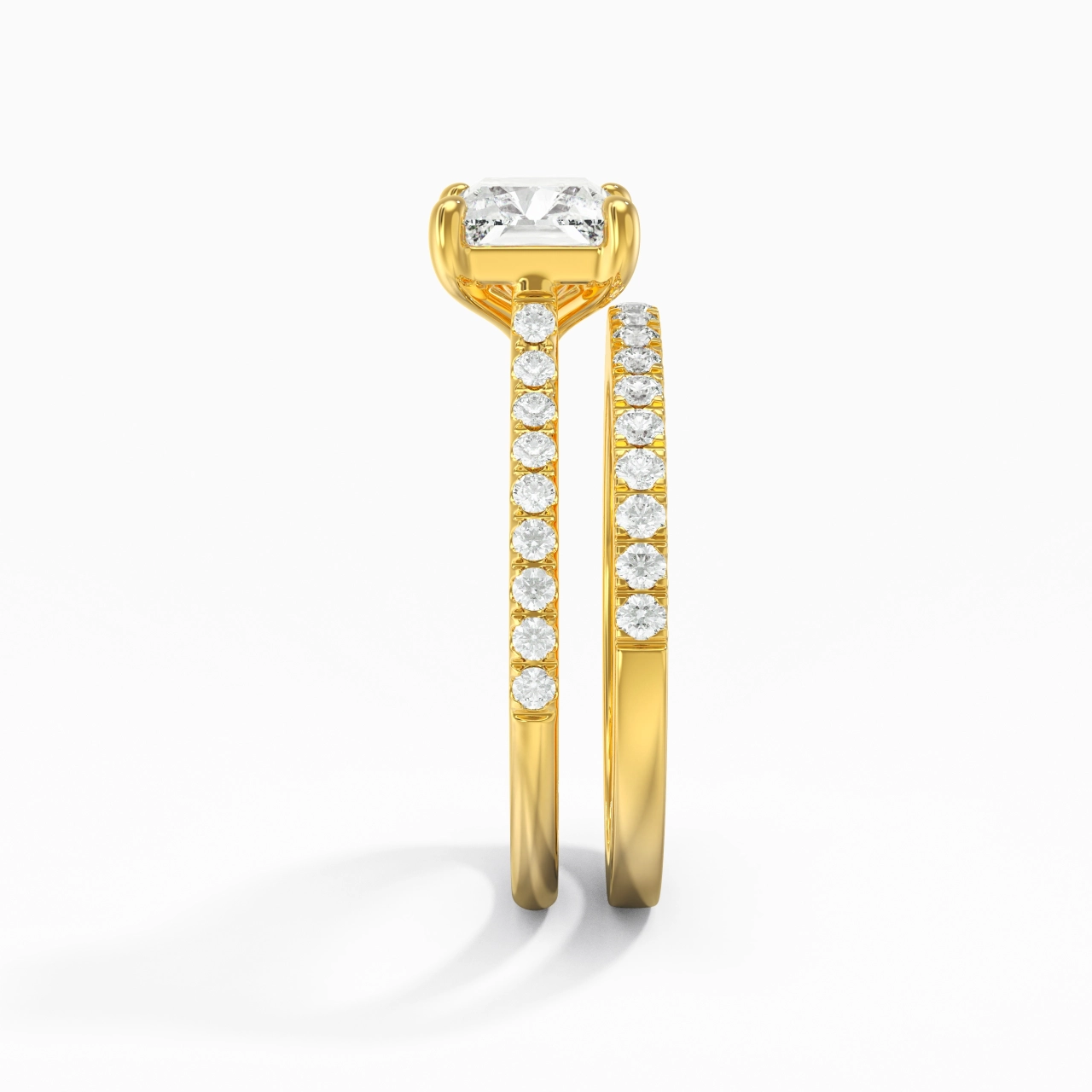 Argent sterling 925 Est Ouest Tige Droite Ensemble nuptial