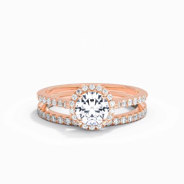 Moissanite Vintage Halo Cathedral Bridal Set 925 Sterling Silver Straight Shank 1.00ct Round Cut For Women