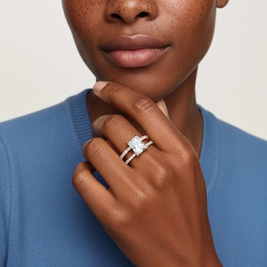 Argent sterling 925 Moissanite Ensemble d'alliances