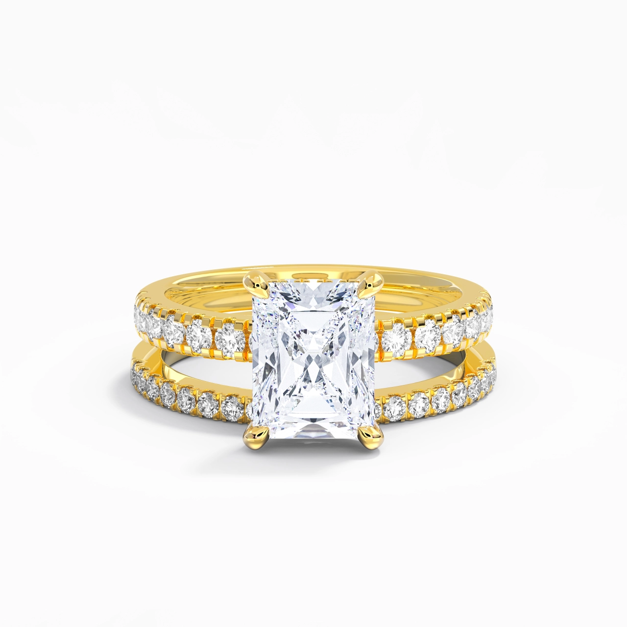 18K Gold Moissanite Wedding Ring Set