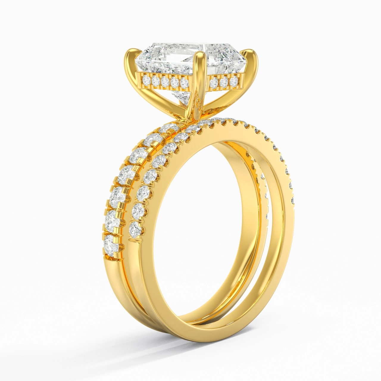 18K Gold Moissanite Wedding Ring Set