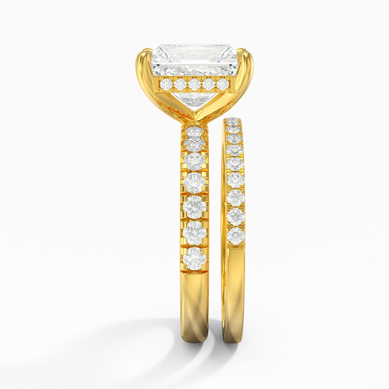 18K Gold Moissanite Wedding Ring Set