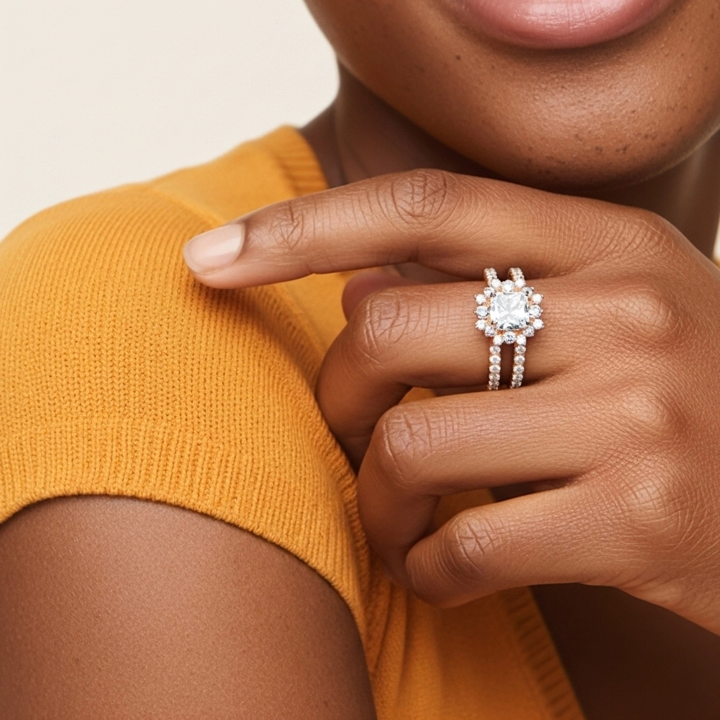 Argent sterling 925 Moissanite Ensemble nuptial