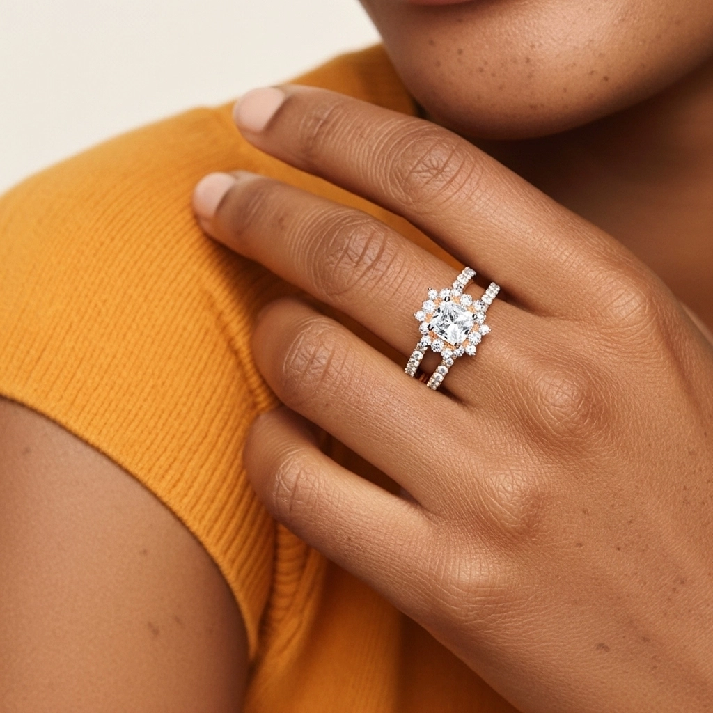 Argent sterling 925 Moissanite Ensemble nuptial