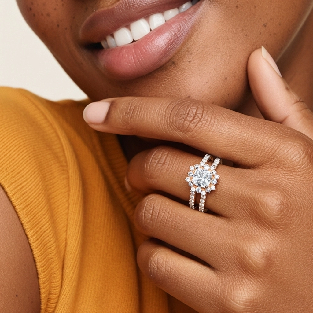 Argent sterling 925 Moissanite Ensemble nuptial