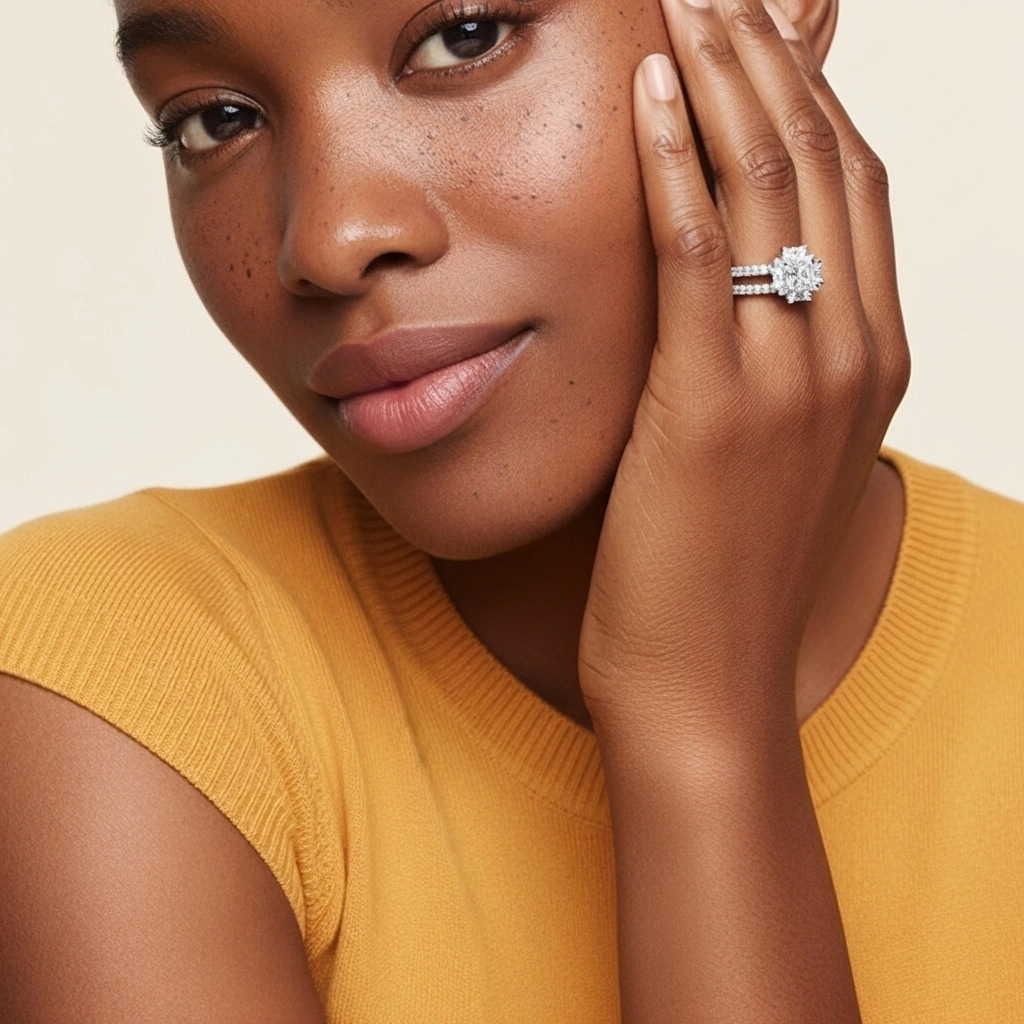 Argent sterling 925 Moissanite Ensemble nuptial