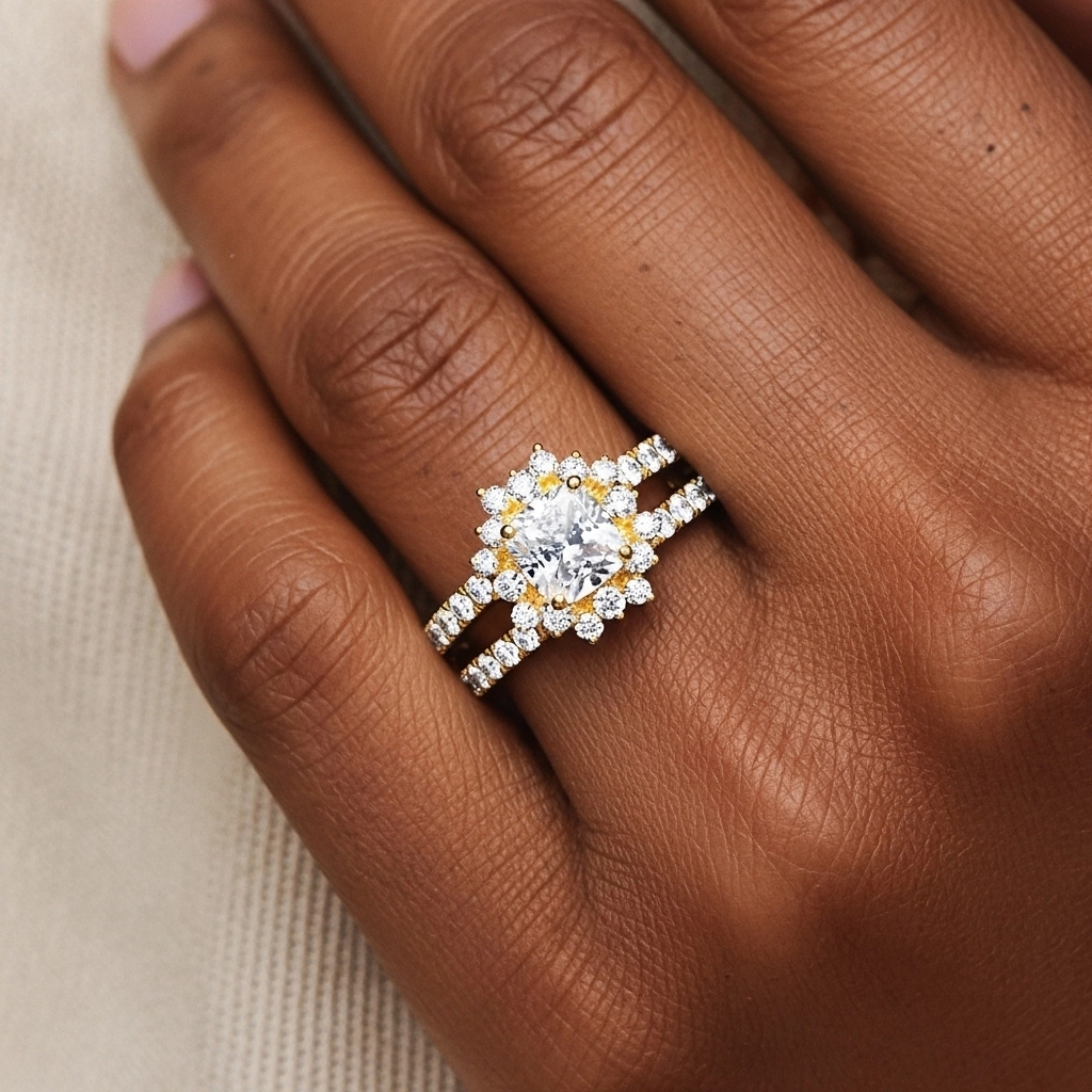 Argent sterling 925 Moissanite Ensemble nuptial