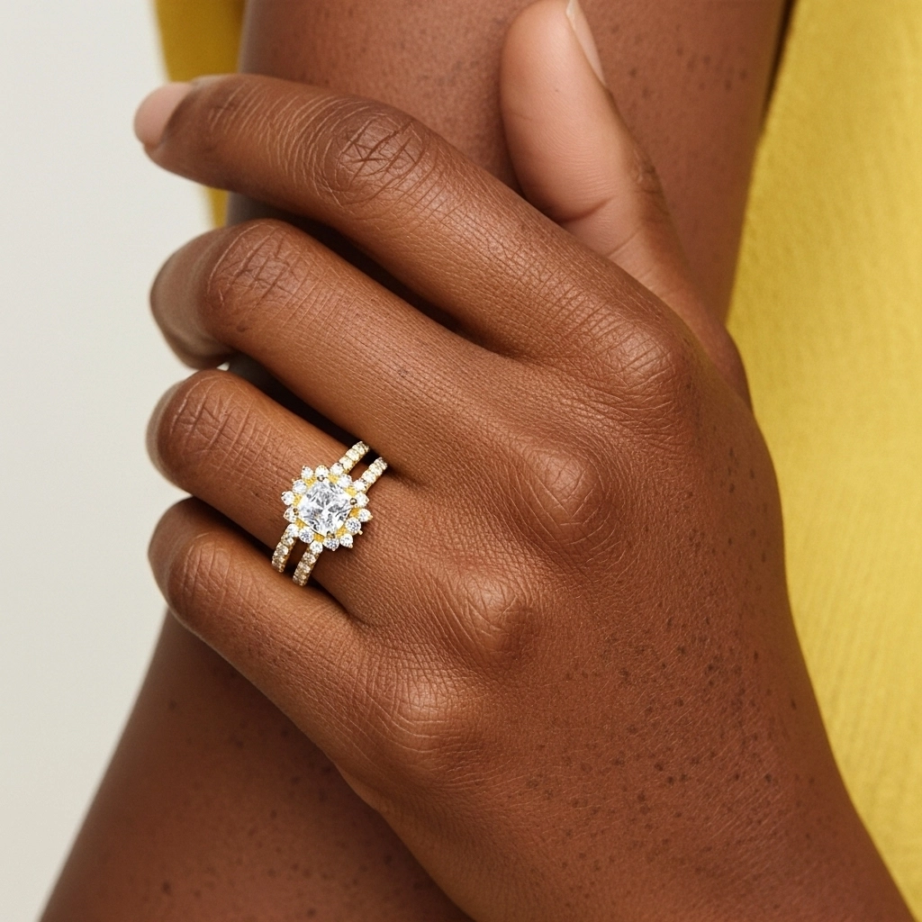 Argent sterling 925 Moissanite Ensemble nuptial