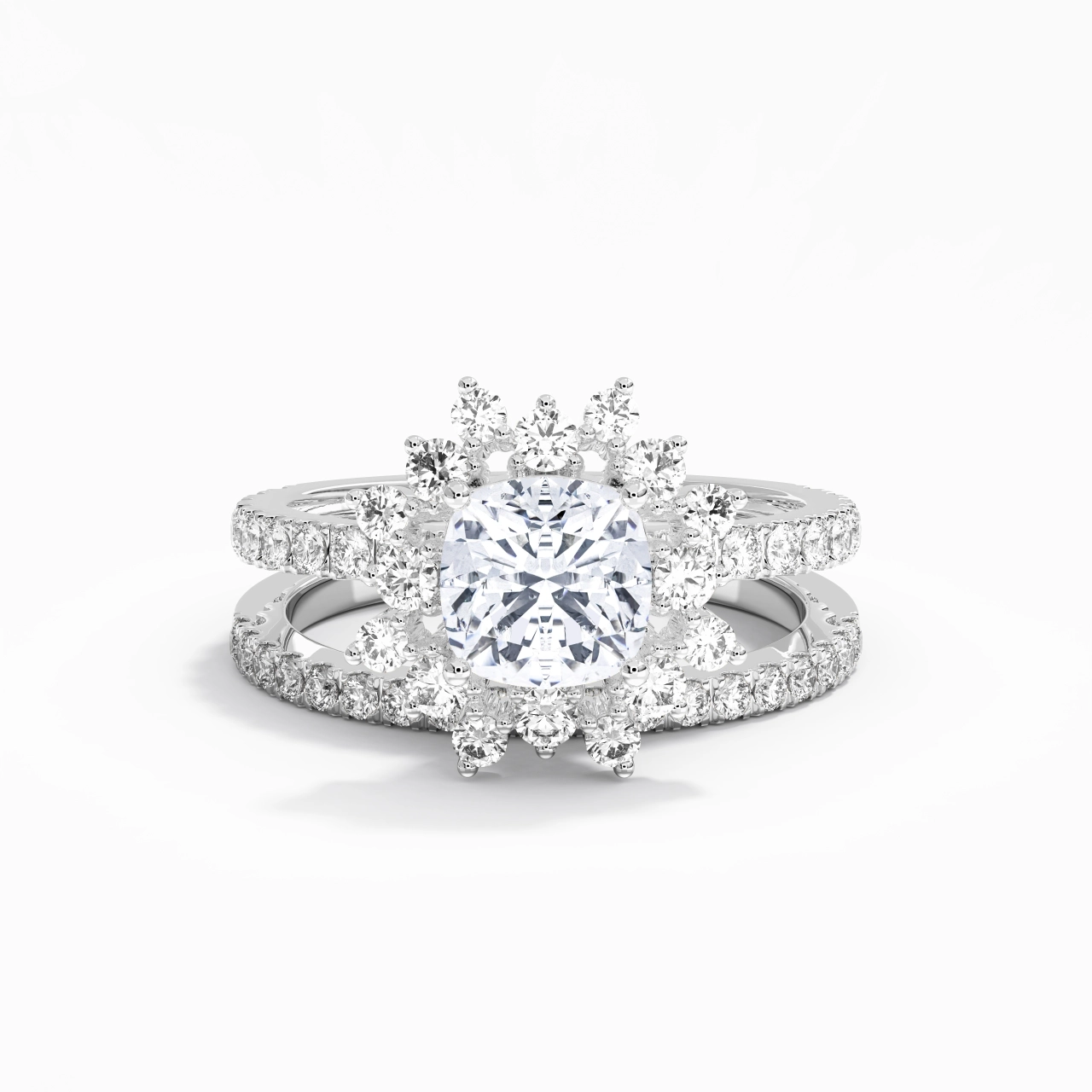 14K White Gold Moissanite Bridal Set