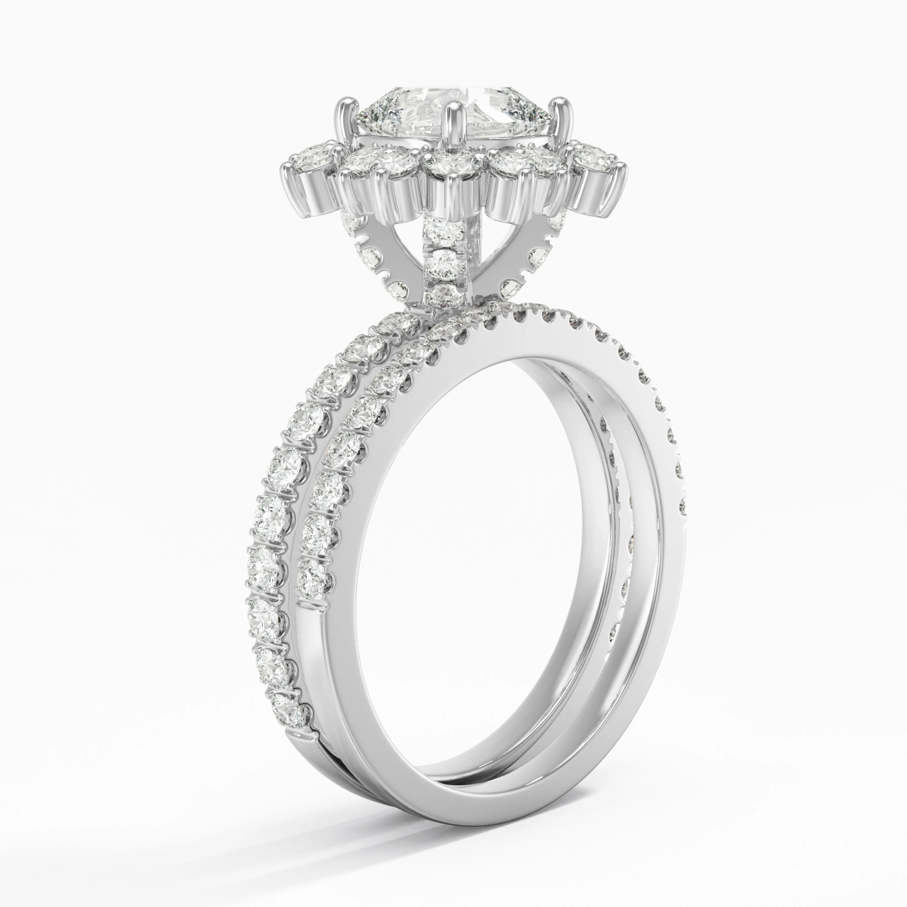 14K White Gold Moissanite Bridal Set