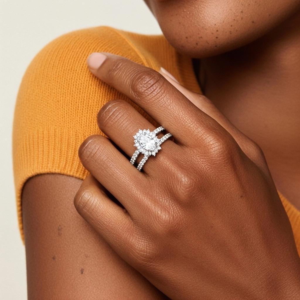 Argent sterling 925 Moissanite Ensemble nuptial