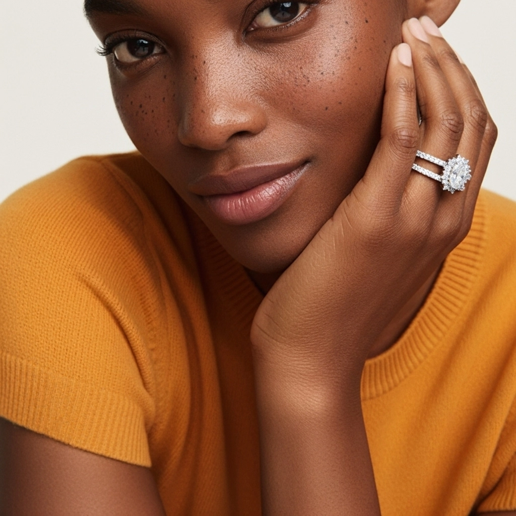 Argent sterling 925 Moissanite Ensemble nuptial