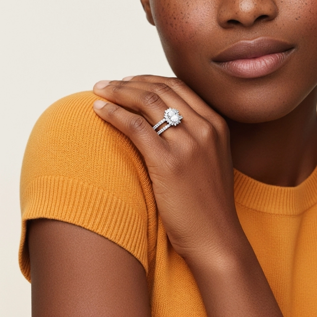 Argent sterling 925 Moissanite Ensemble nuptial