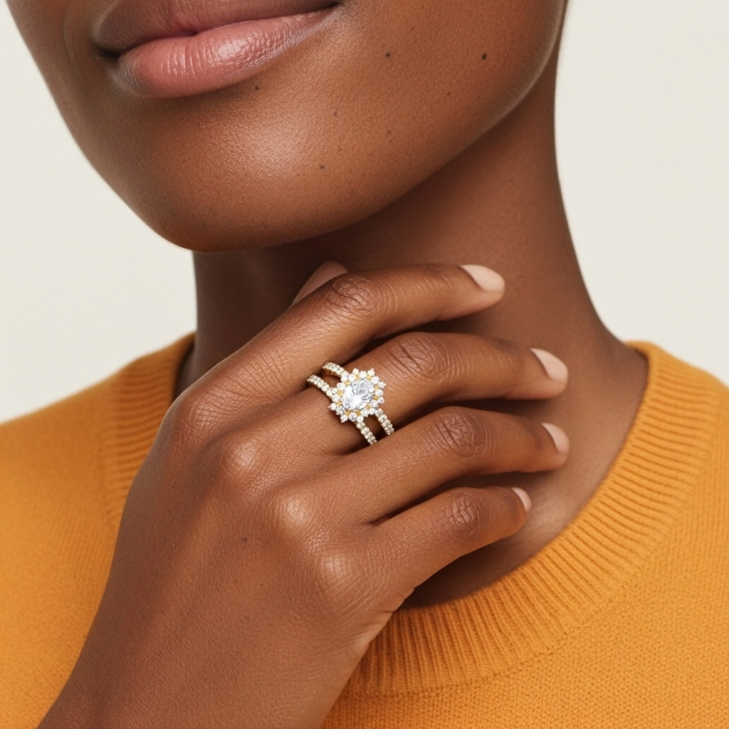 Argent sterling 925 Moissanite Ensemble nuptial