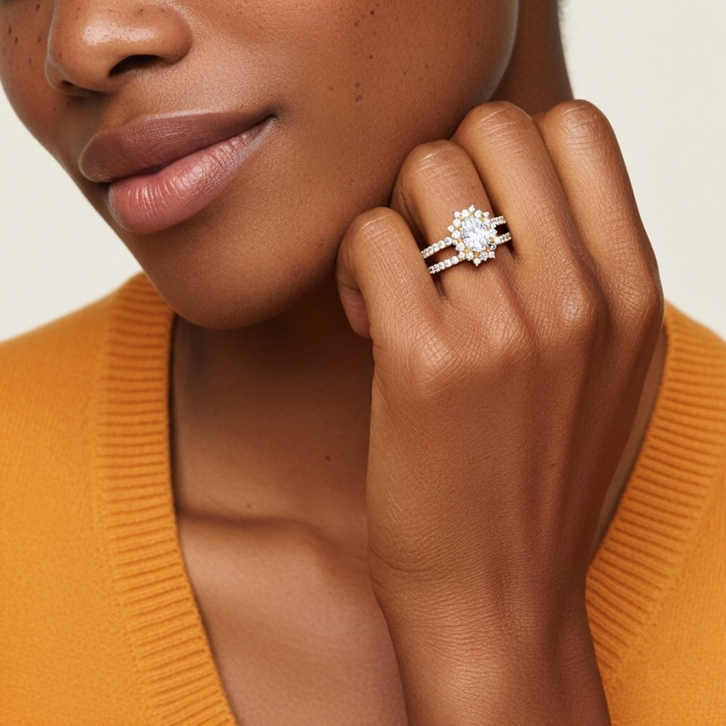 Argent sterling 925 Moissanite Ensemble nuptial