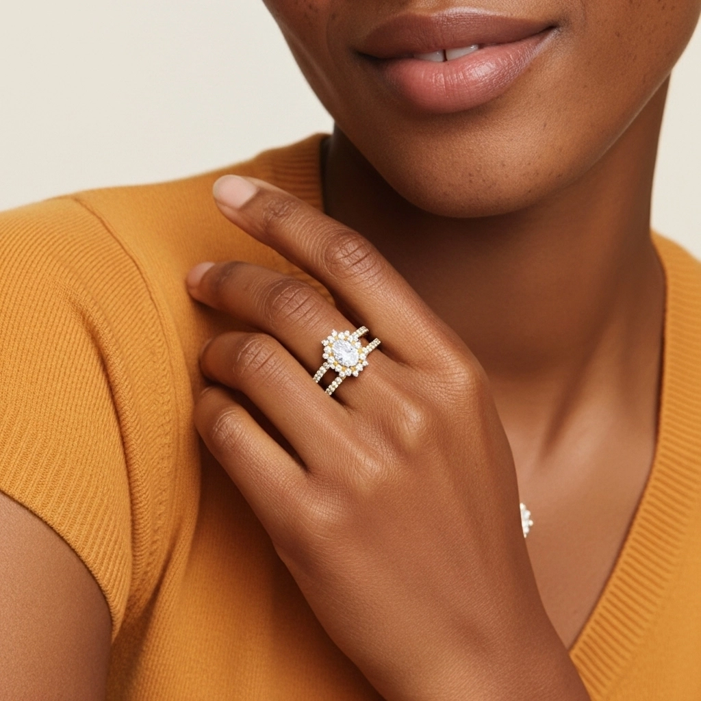 Argent sterling 925 Moissanite Ensemble nuptial