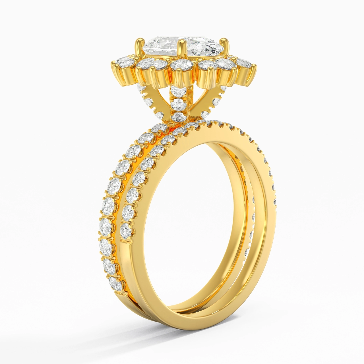 18K Gold Moissanite Bridal Set