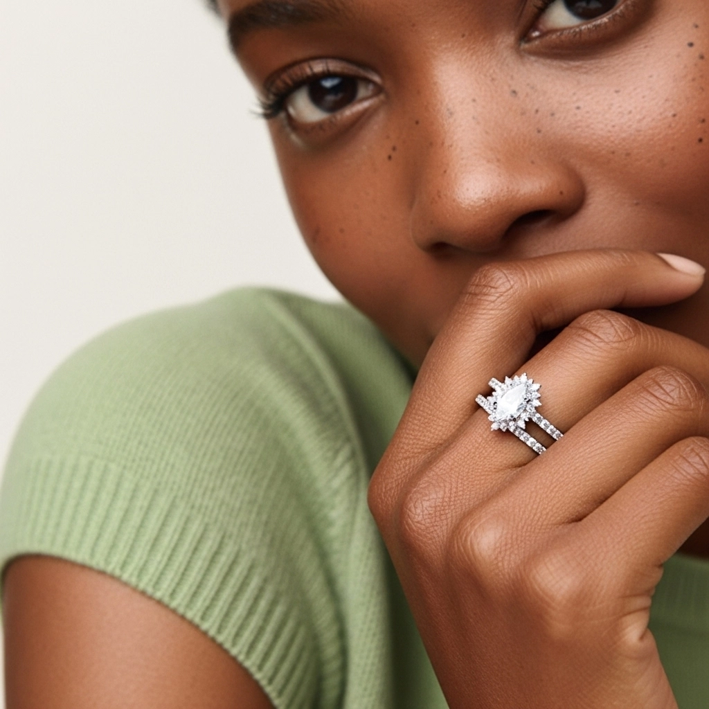 Argent sterling 925 Moissanite Ensemble nuptial