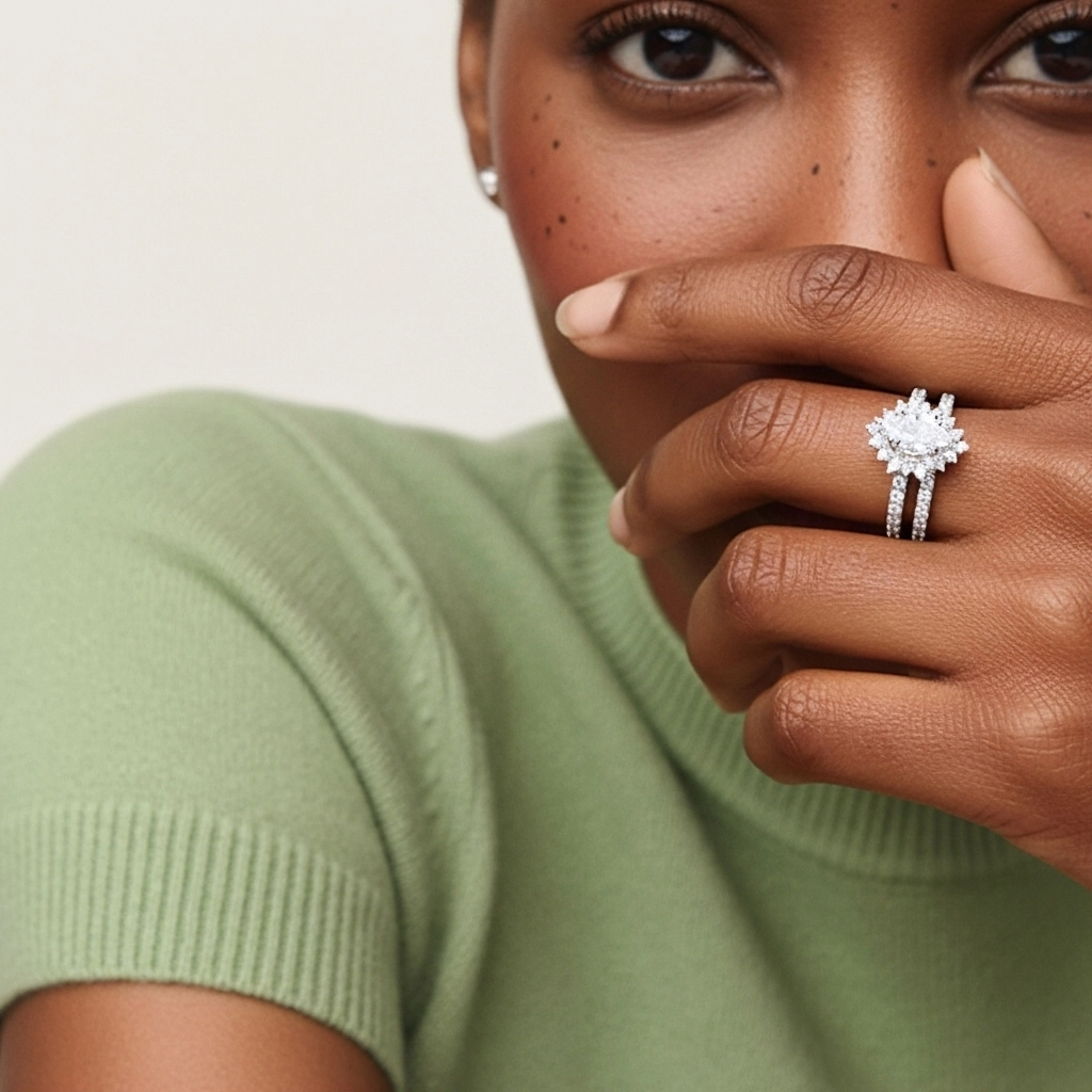 Argent sterling 925 Moissanite Ensemble nuptial