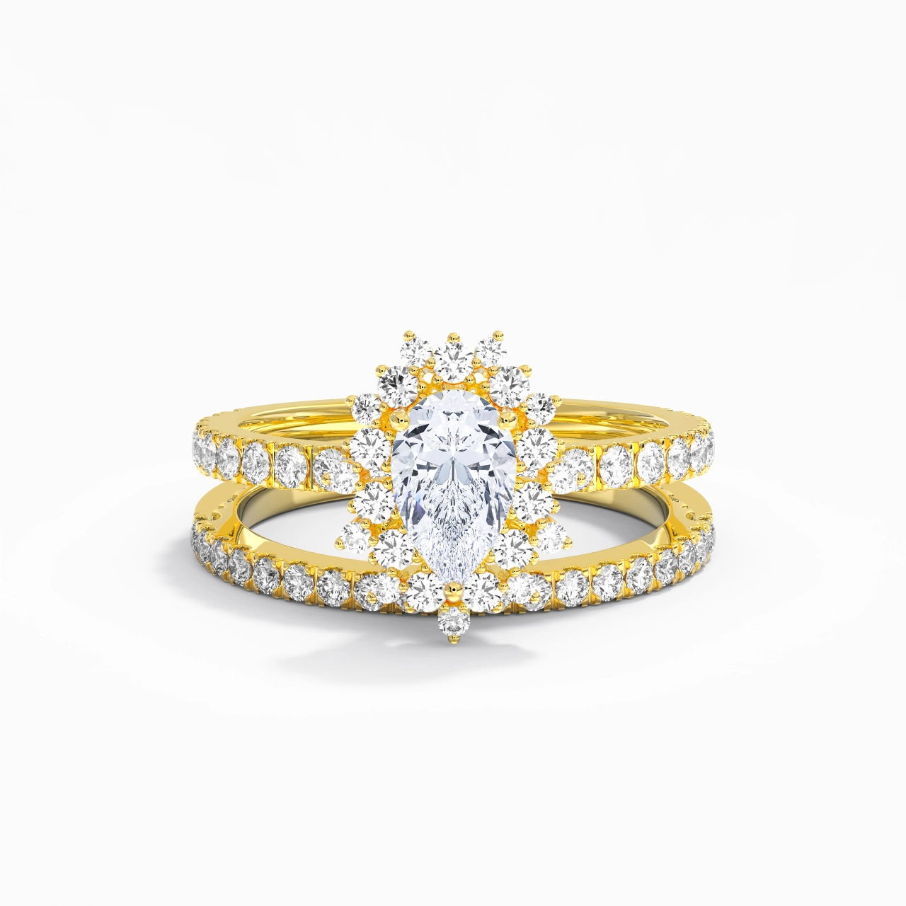 18K Gold Moissanite Bridal Set