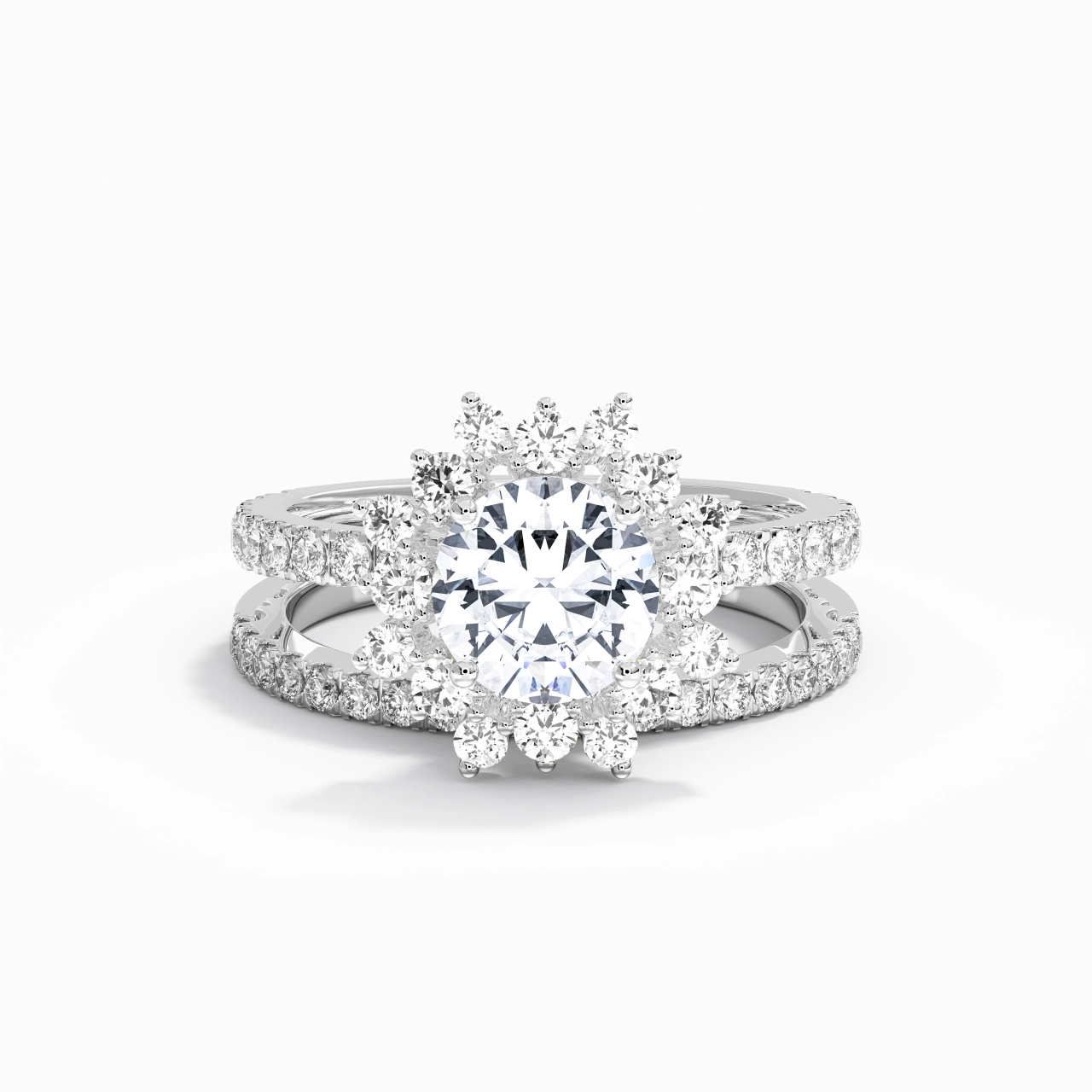 14K White Gold Moissanite Bridal Set