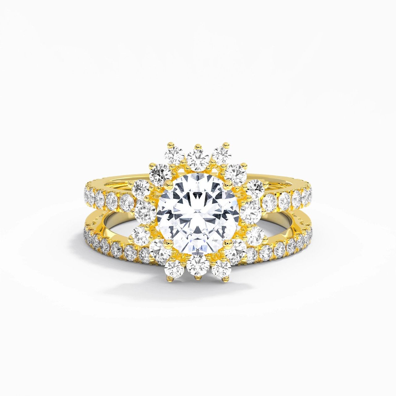 18K Gold Moissanite Bridal Set