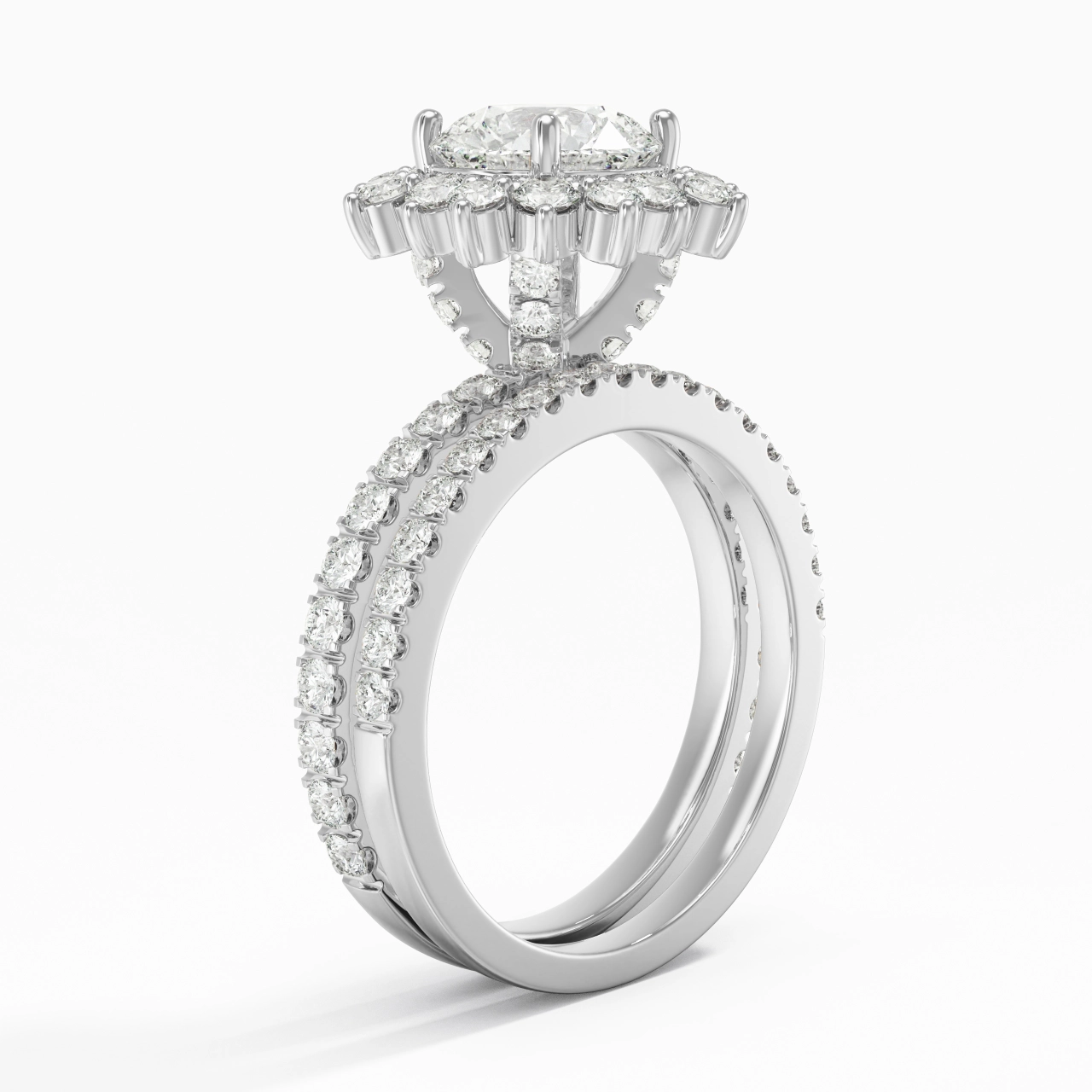 14K White Gold Moissanite Bridal Set