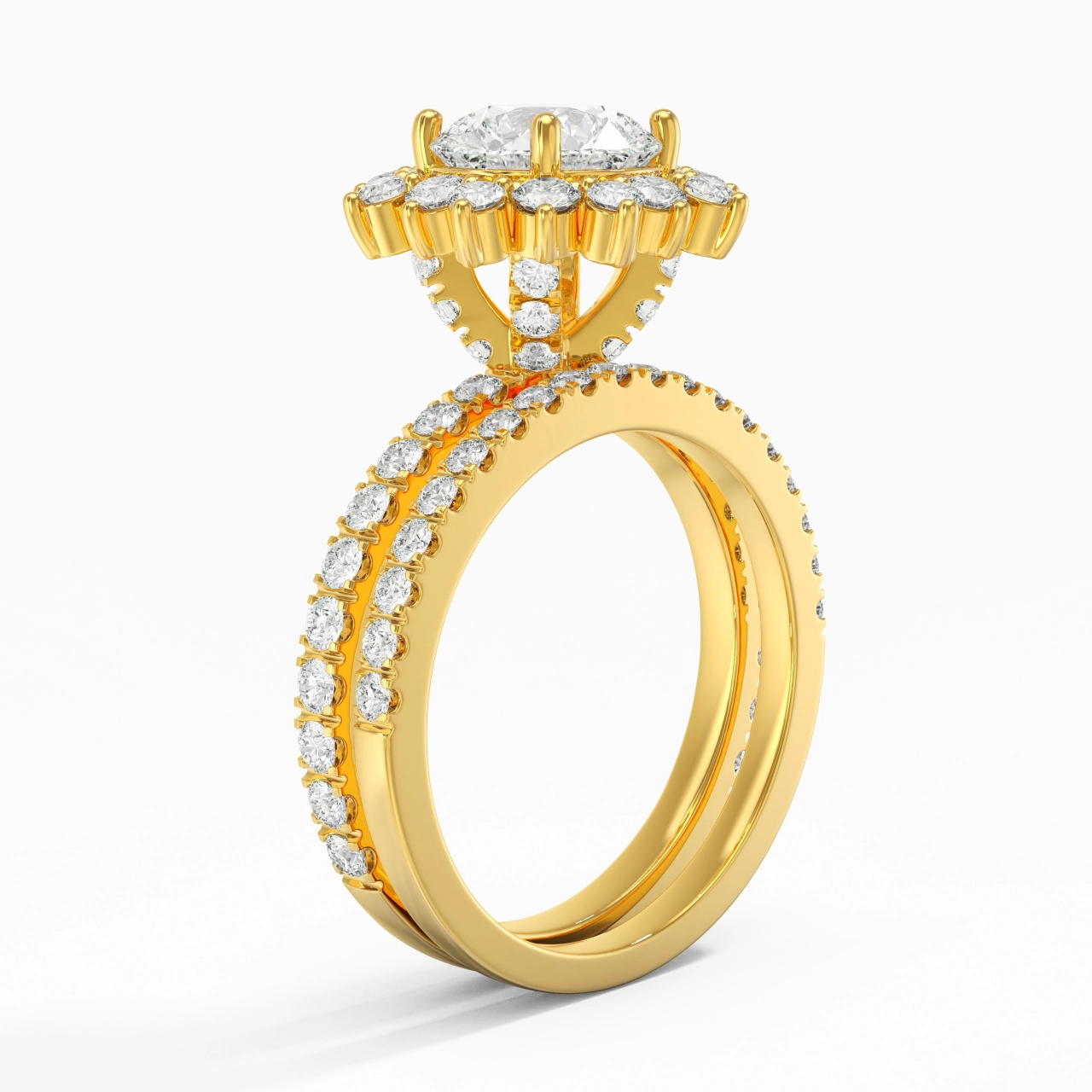 18K Gold Moissanite Bridal Set
