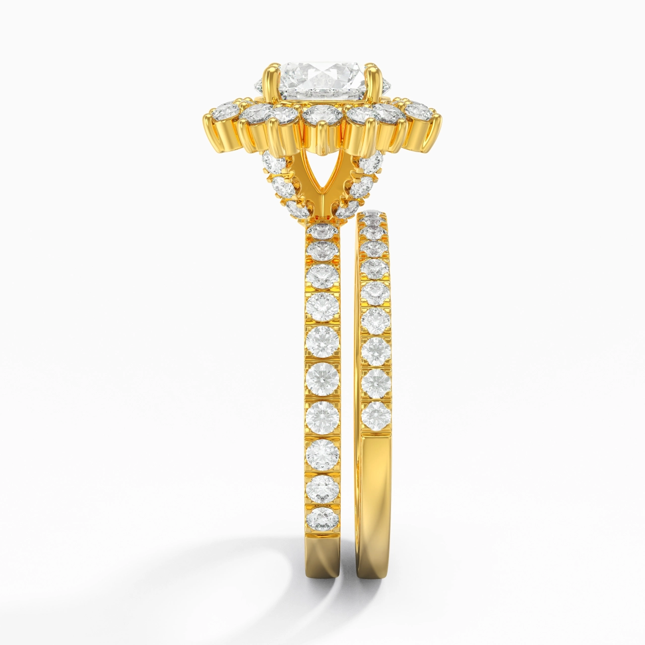 18K Gold Moissanite Bridal Set
