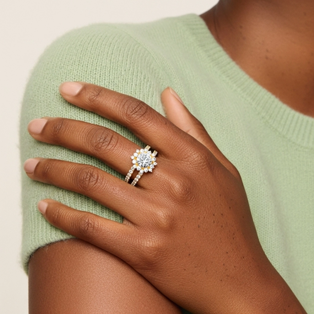 Argent sterling 925 Moissanite Ensemble nuptial