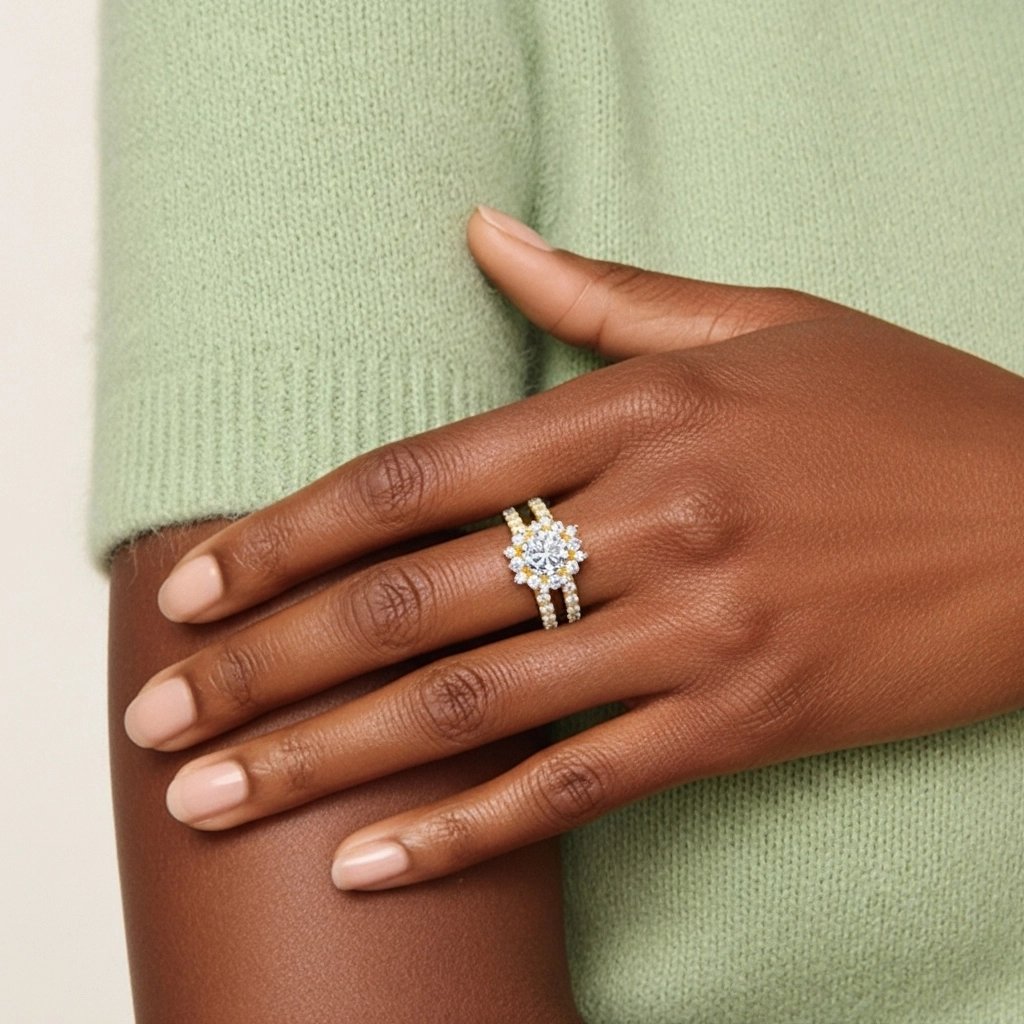 Argent sterling 925 Moissanite Ensemble nuptial