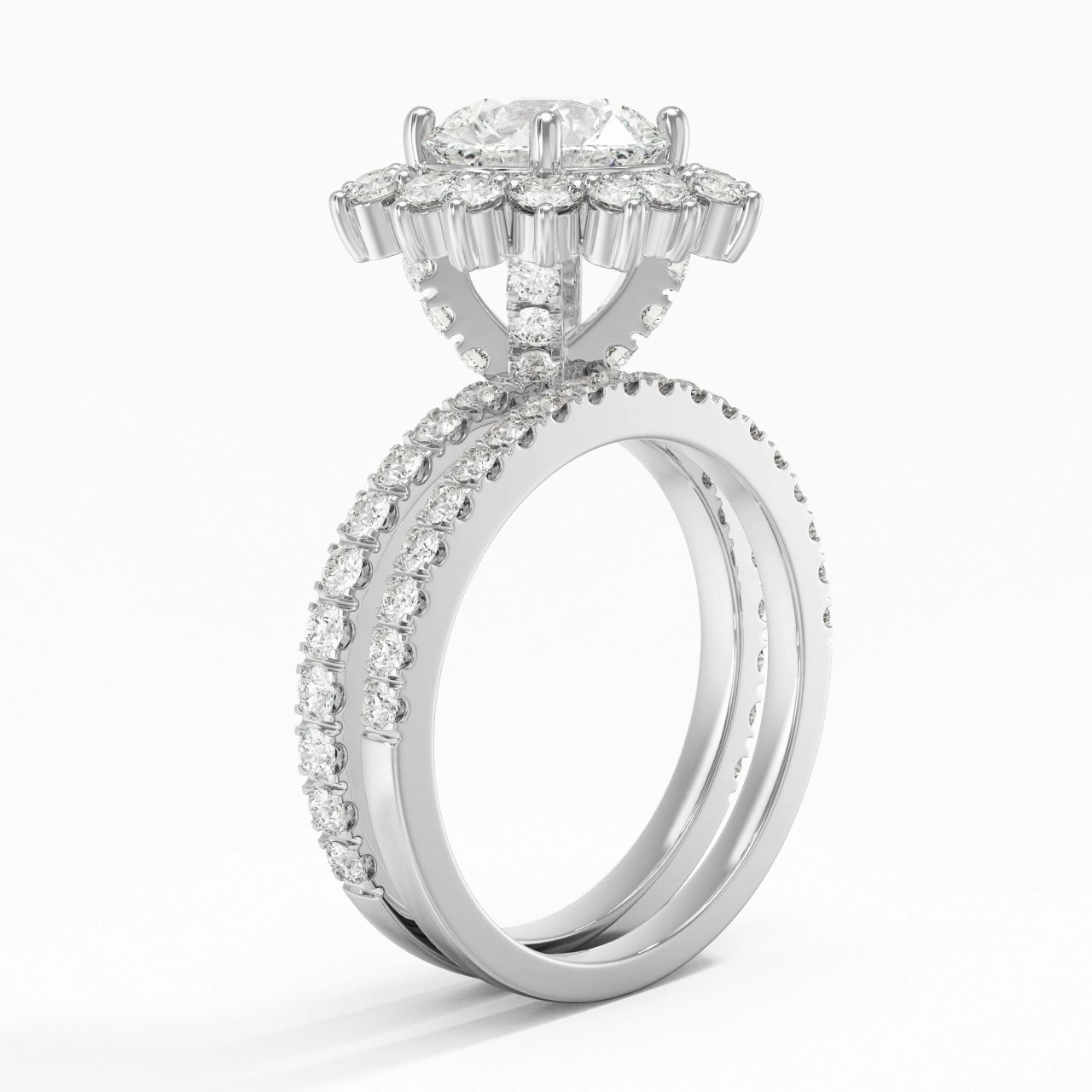 18K White Gold Moissanite Bridal Set