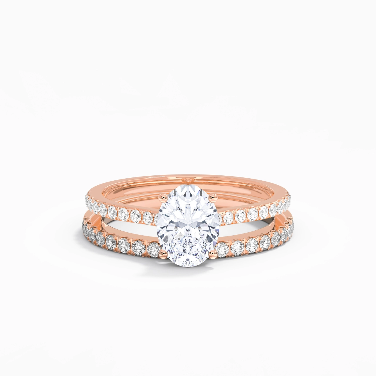 White Moissanite Wedding Ring Set