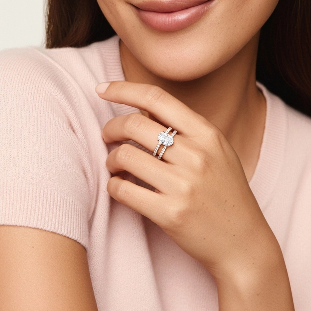 Blanc Moissanite Ensemble d'alliances