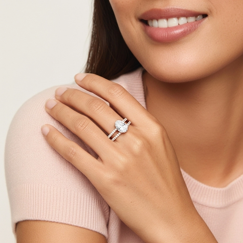 Blanc Moissanite Ensemble d'alliances