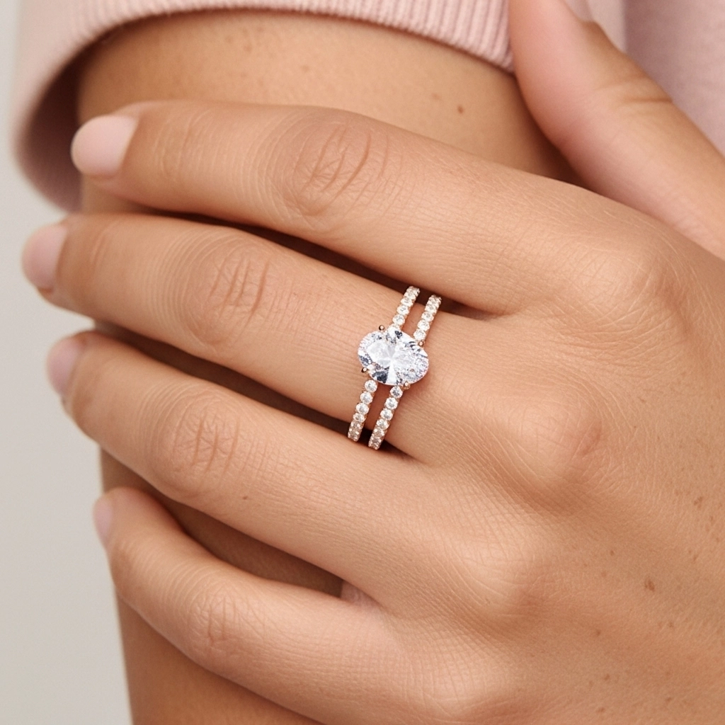 Blanc Moissanite Ensemble d'alliances