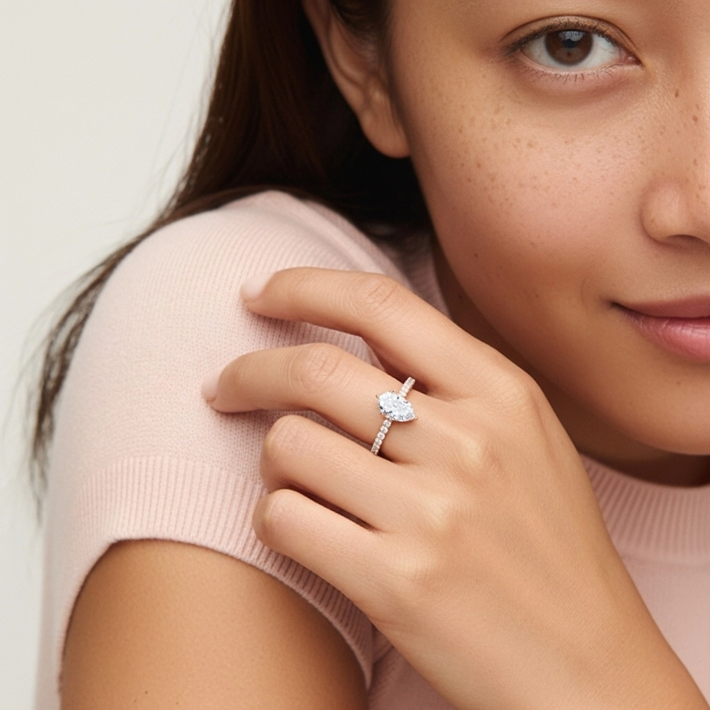 Blanco Moissanita Conjunto de Anillos de Boda