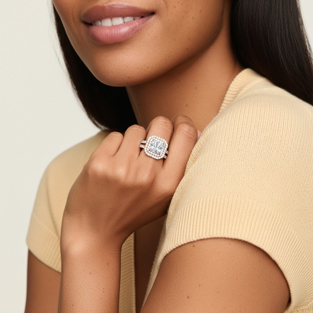 1.00ct Moissanite Ensemble nuptial Argent sterling 925