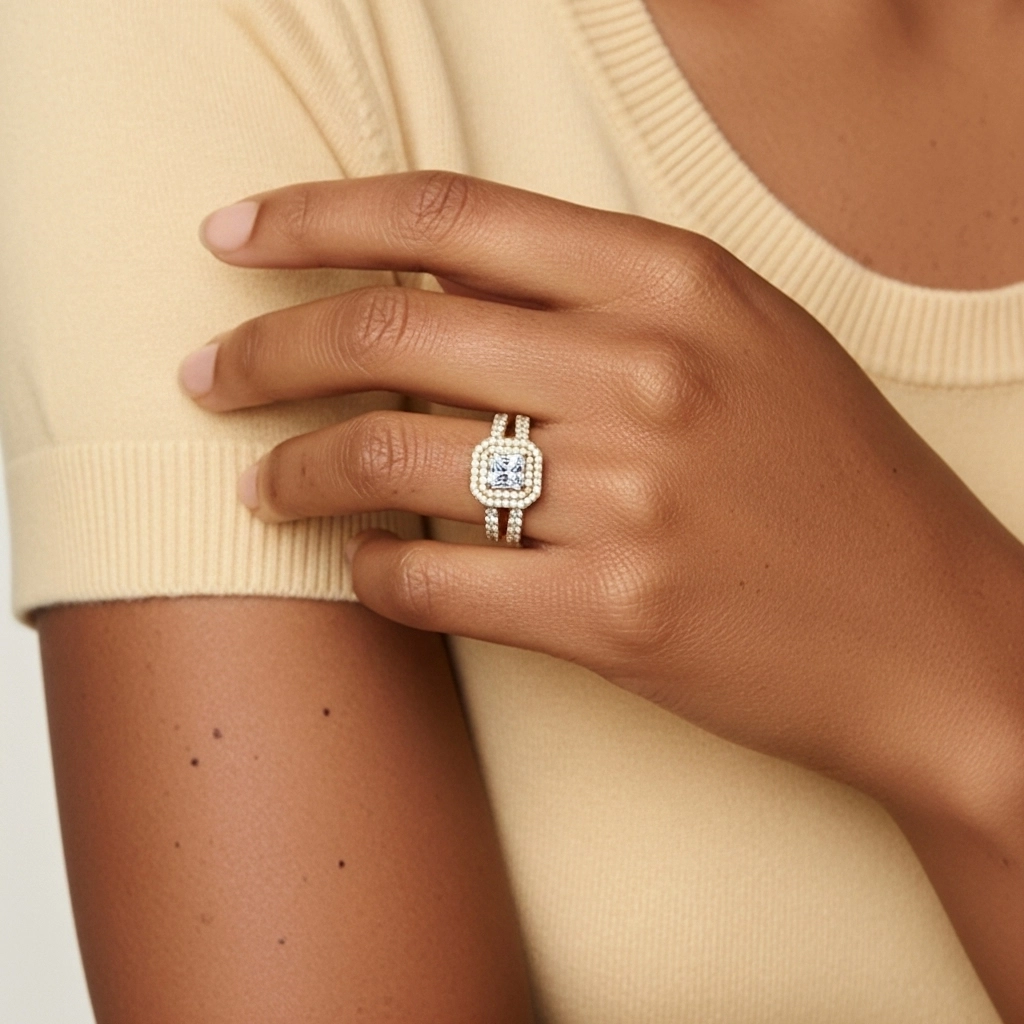 1.00ct Moissanite Ensemble nuptial Argent sterling 925