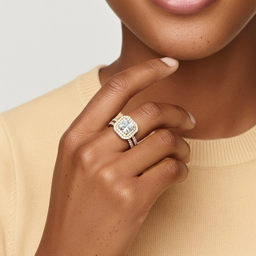 1.00ct Moissanite Ensemble nuptial Argent sterling 925