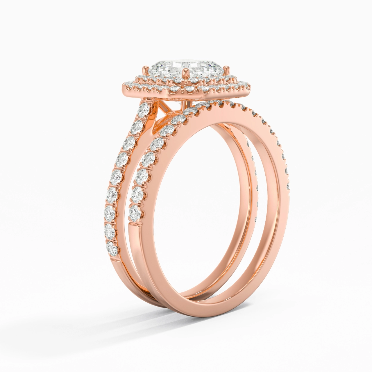 1.00ct Moissanite Bridal Set 14K Rose Gold