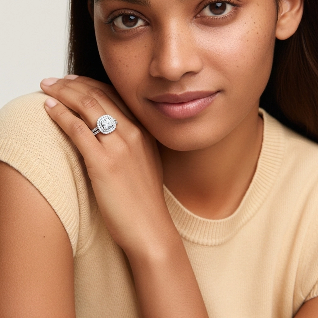 1.00ct Moissanite Ensemble nuptial Platine